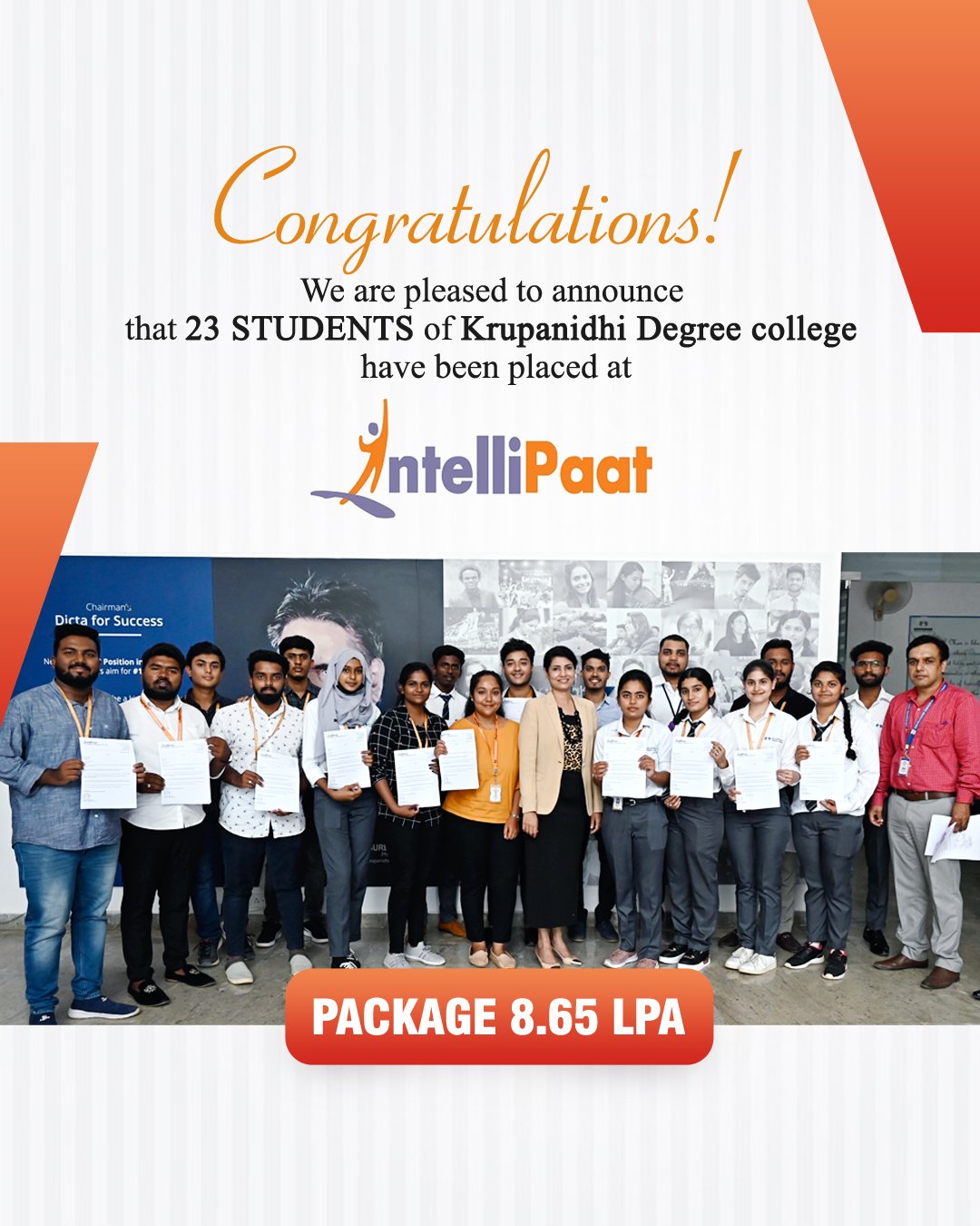 23 UG Students Placed at Intellipaat
